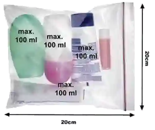 medida bolsa ziploc para avion