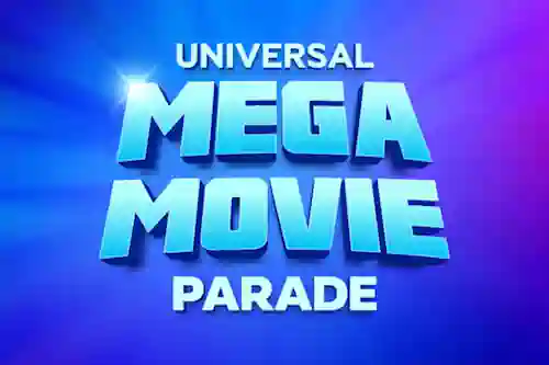 Cartel de Mega Movie parade en universal studios Orlando