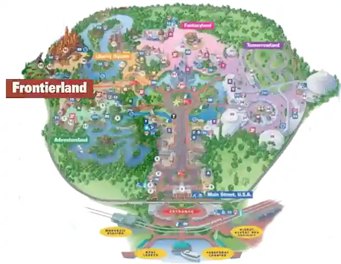 mapa ubicacion de frontierland en Disney World Orlando